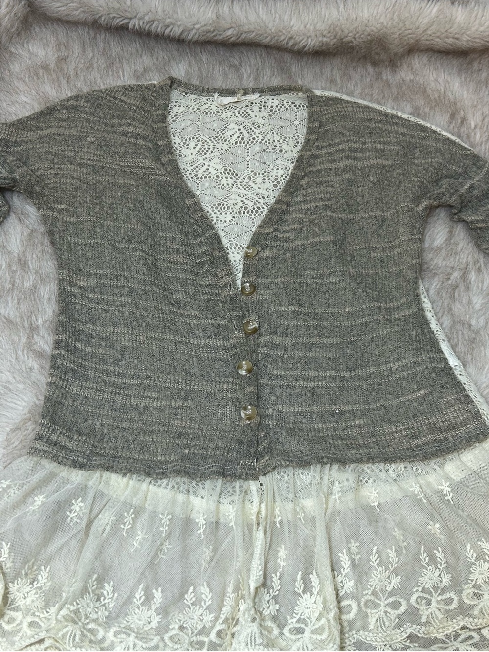 A'Reve Gray Button-Front Knit Cardigan
